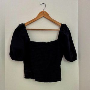 Black Puff Sleeve Smocked Abercrombie Shirt Size L